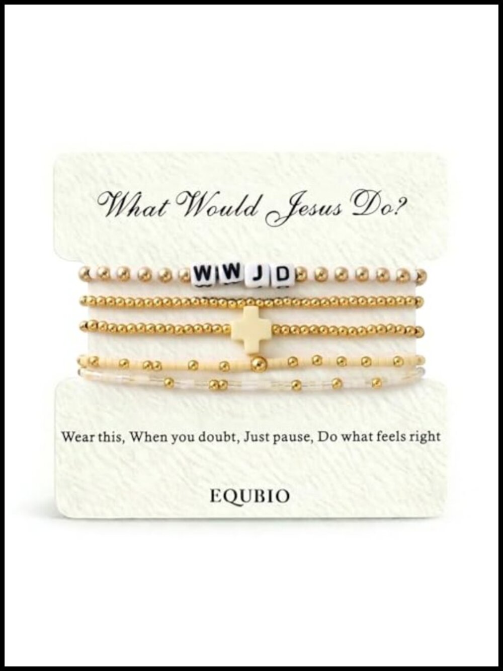 WWJD 14K Gold Plated Seed Bead Stretch Bracelet Set